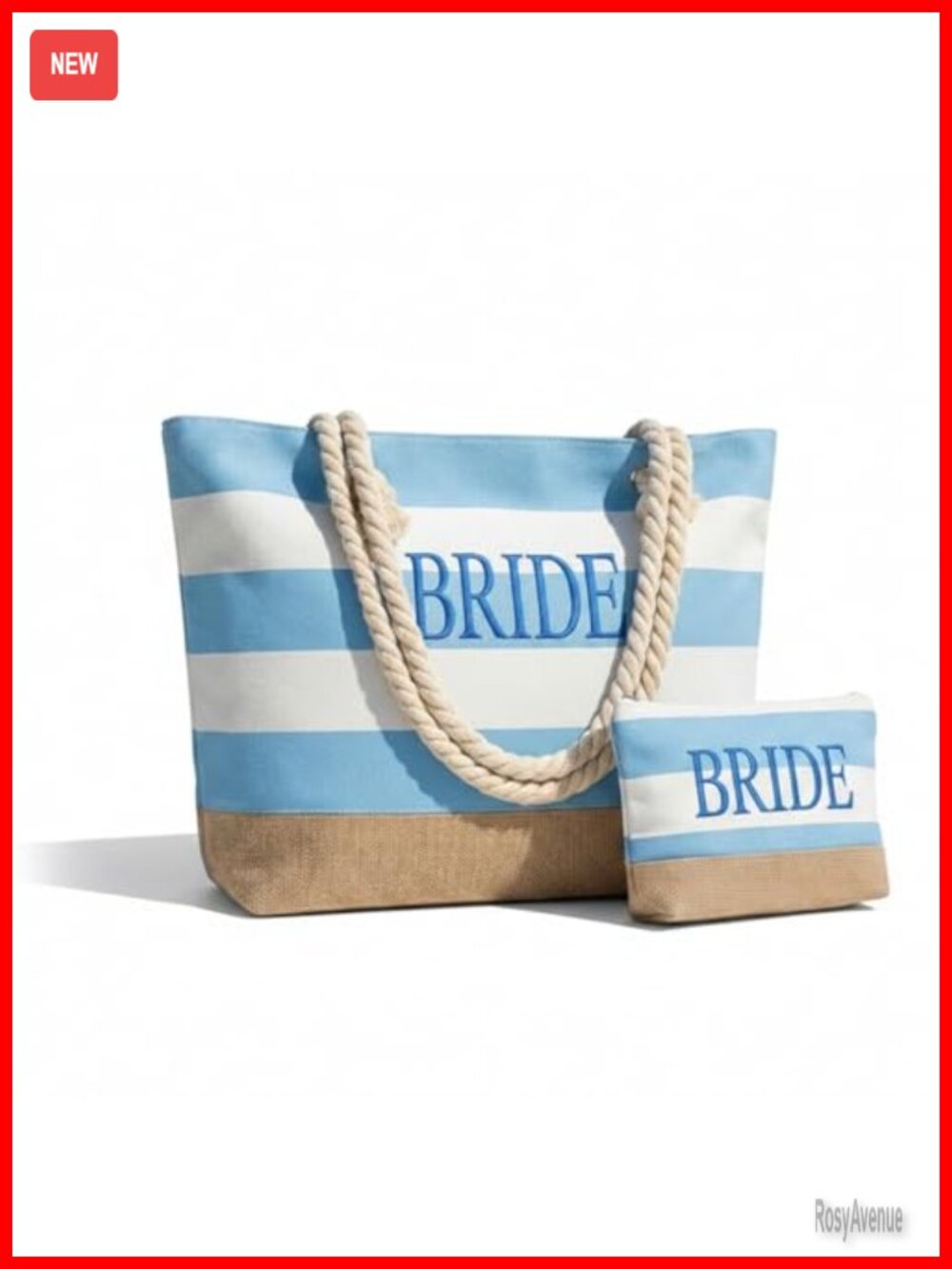 Bride Tote Bag Set Beach Canvas Rope Handle Makeup Bag Bridal Shower Wedding